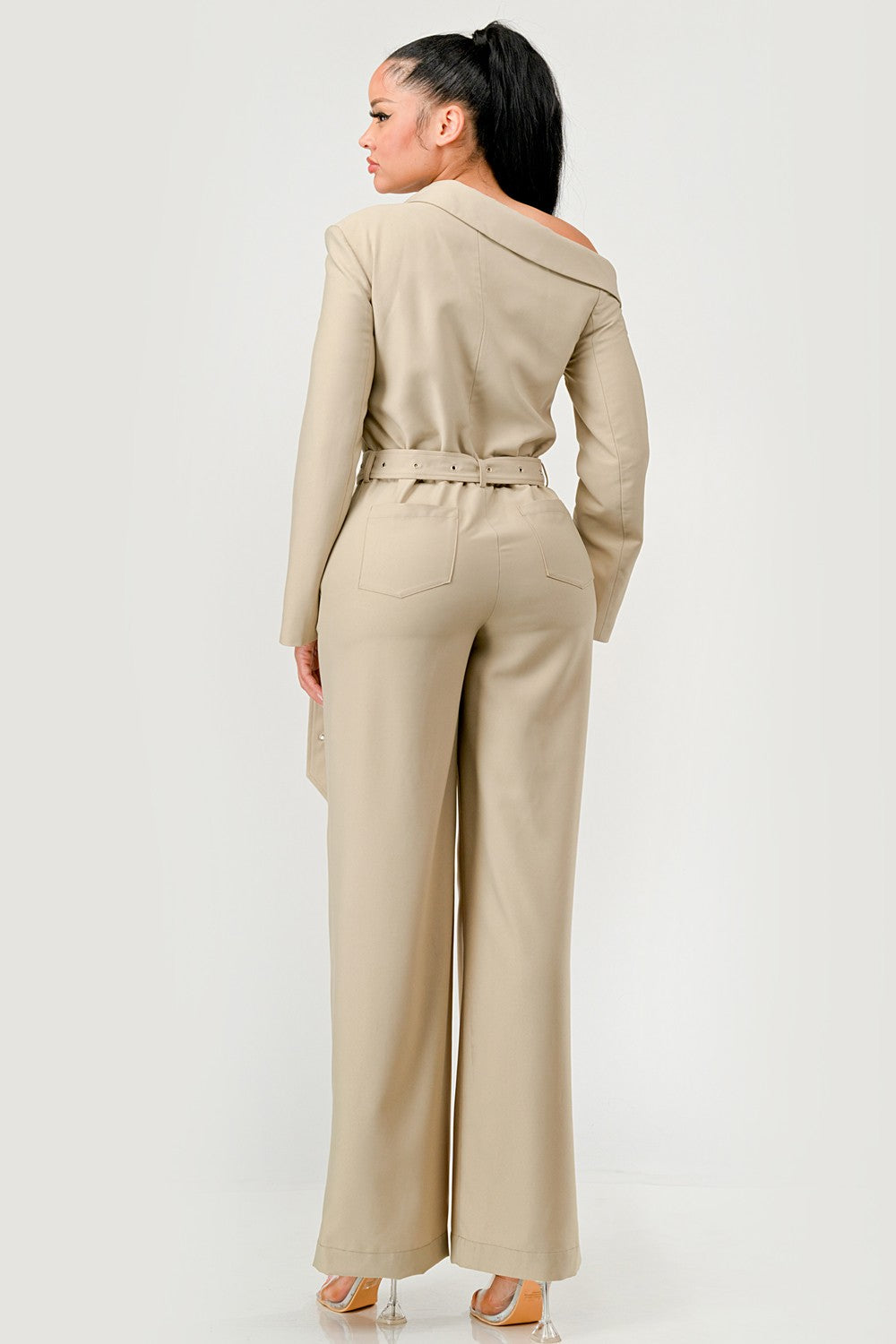 Balm In Gilead Off-Shoulder Trench Jumpsuit