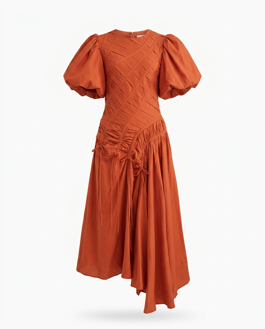 The Phoebe Pleated Puff Sleeve Dress