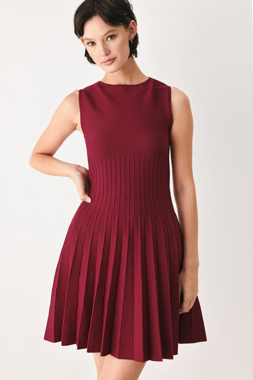 In The Wilderness Pleated Sweater Knit Dress