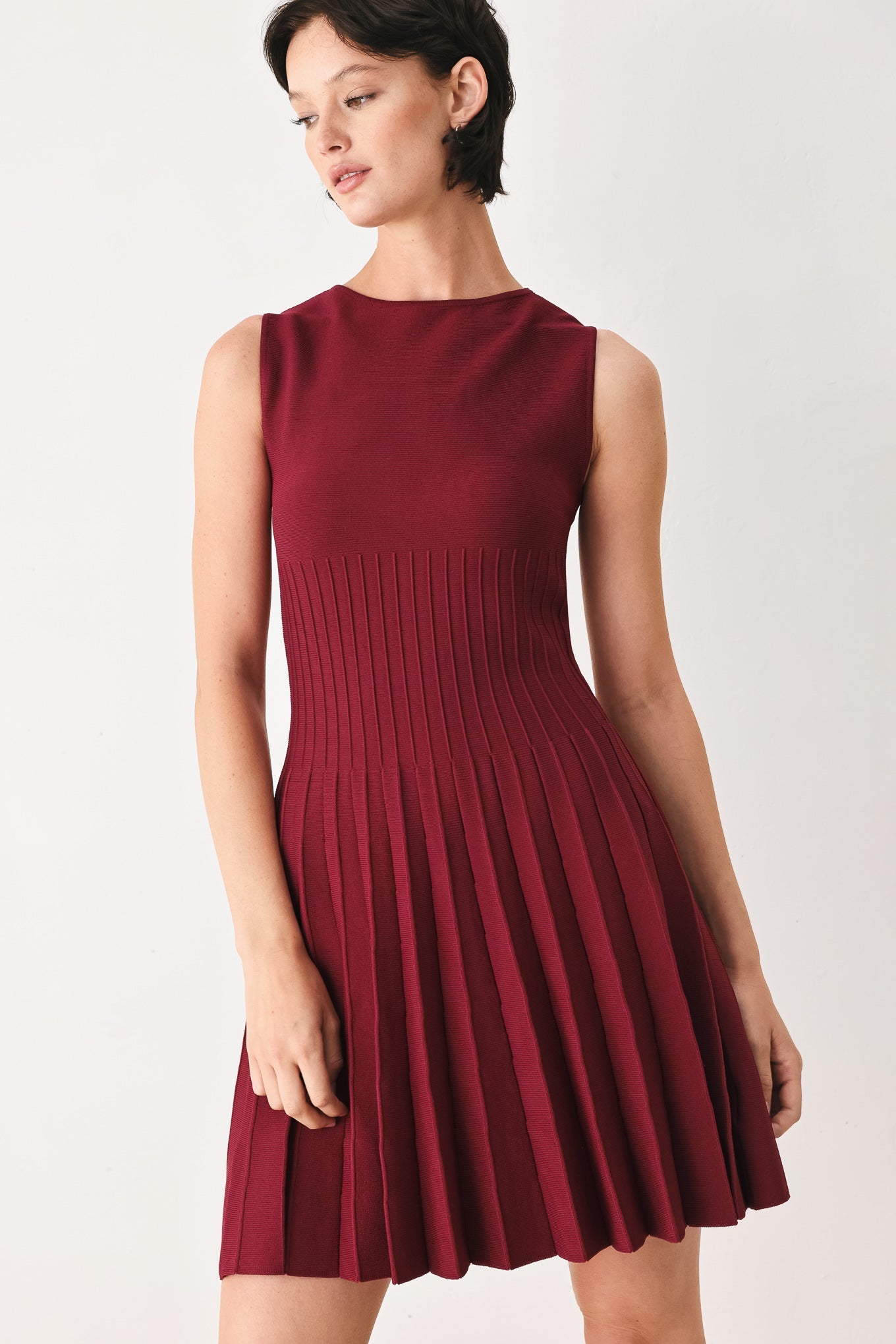 In The Wilderness Pleated Sweater Knit Dress