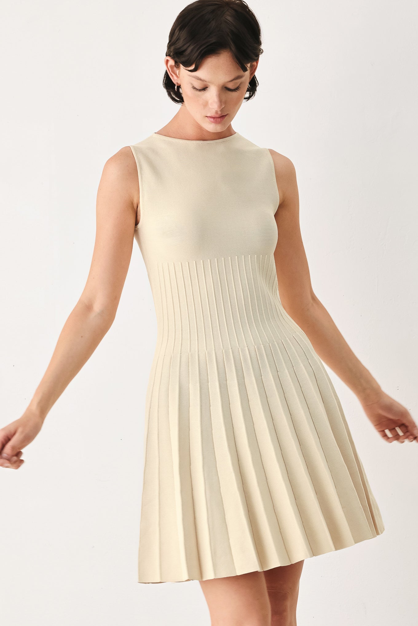 In The Wilderness Pleated Sweater Knit Dress
