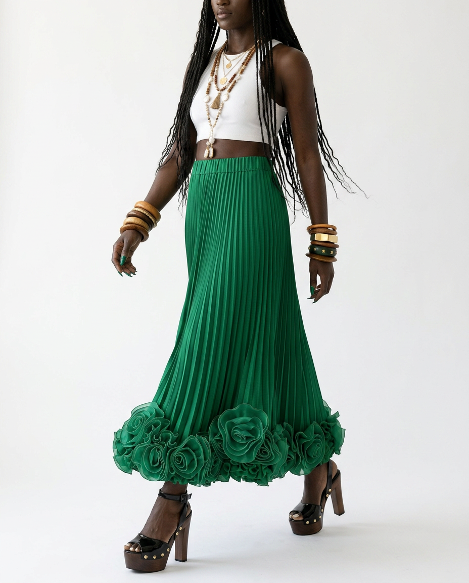 The Rose of Sharon Pleated Maxi Skirt